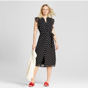 Womens Midi ruffle sleeve dress-who what wear